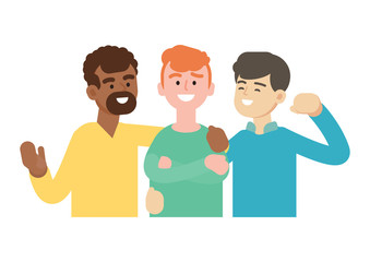 Group of young people, happy friend, teamwork concept, vector illustration.