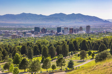 Salt Lake City Views with buildings and trees