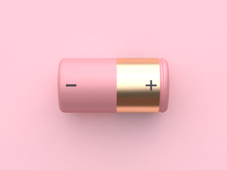 pink minimal abstract technology equipment gold pink battery 3d rendering
