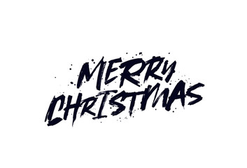 Merry Christmas Lettering. Brush font.