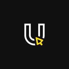 Minimal letter U logo template shape. Corporate branding identity with line logo elements vector...