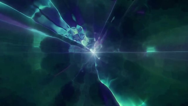 Flying into another dimension through a wormhole in time and space. A bright, high-energy and high-tech tunnel