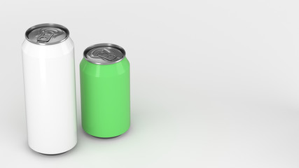 Big white and small green soda cans mockup