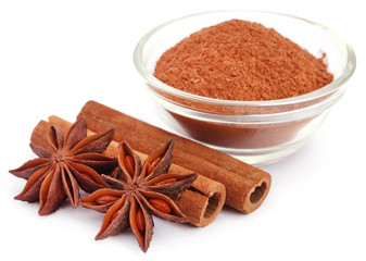 Some aromatic cinnamon with star anise and ground spice