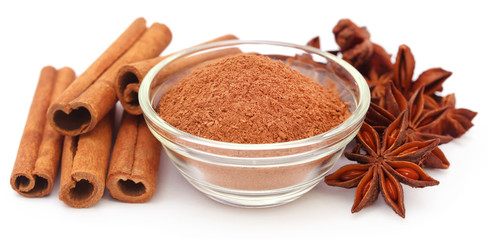 Some aromatic cinnamon with star anise and ground spice