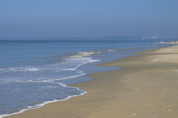 Fototapeta na wymiar Beautiful landscape the Arabian blue Sea in Goa India 