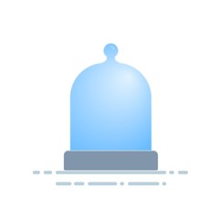 Glass dome with gray base. Clear glass cover, copy space. Flat vector illustration. Isolated on white background.