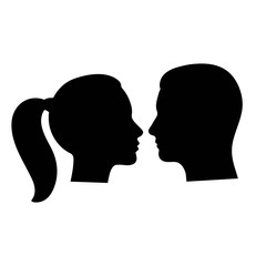Man and woman avatar profile. face silhouette or icon isolated on white background.