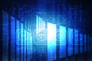 2d rendering Stock market online business concept. business Graph 