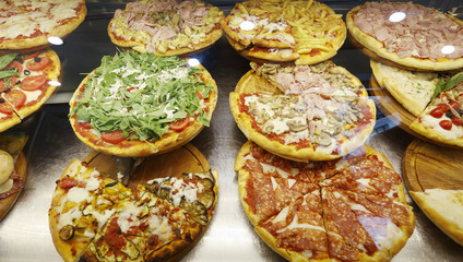 Various kinds of Italian pizza