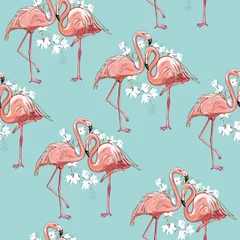 Keuken foto achterwand Flamingo naadloze flamingo patroon vectorillustratie