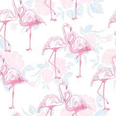 Fototapeta na wymiar seamless flamingo pattern vector illustration