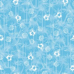 Hand drawn vector illustrations - seamless pattern of seashells. Marine background.