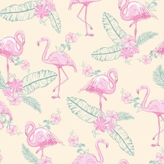 seamless flamingo pattern vector illustration