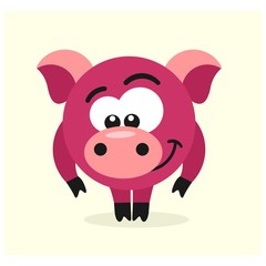 cute little pink pig mascot cartoon character