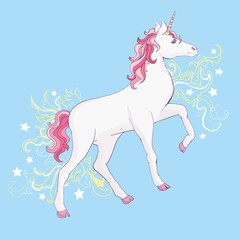 Unicorns are real quote, vector illustration drawing. Cute unicorn graphic print isolated on white background.