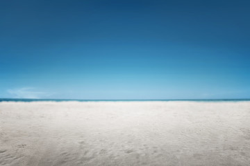 Fototapeta na wymiar Sandy beach with ocean blue