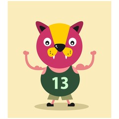 cute wrestler cat mascot cartoon character