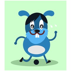 cute funny walking blue dog mascot cartoon character