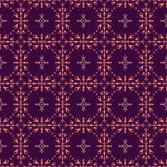 Purple seamless pattern with ethic tribal elements.