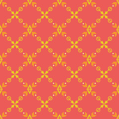Bright seamless pattern with yellow tribal ornaments.