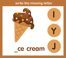 write the missing letter,illustration, vector