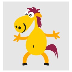 cute funny yellow horse donkey mascot cartoon character