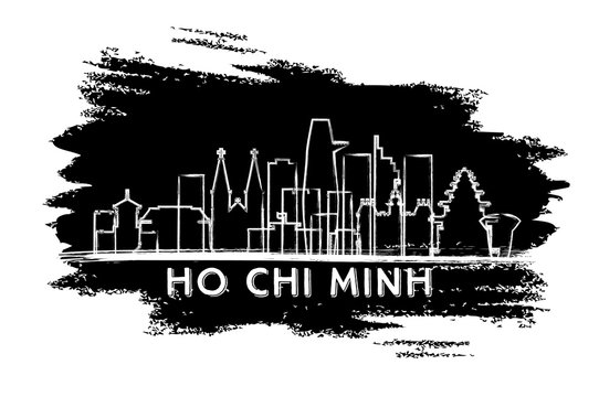 Ho Chi Minh Vietnam City Skyline Silhouette. Hand Drawn Sketch.
