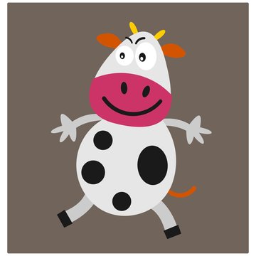 funny little dairy cow cattle mascot cartoon character