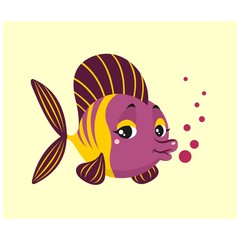 cute little kissing fish mascot cartoon character