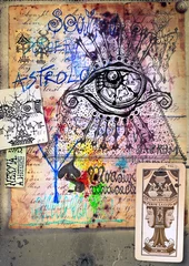 Gordijnen Alchemie - Collage en esoterische, bizarre en mysterieuze tekeningen © Rosario Rizzo