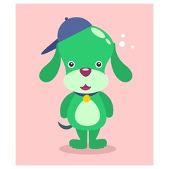cute funny green puppies dog mascot cartoon character