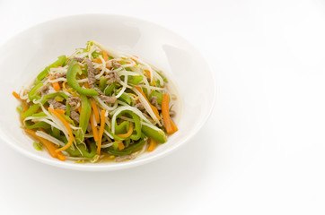 野菜と細切り豚肉の炒め物