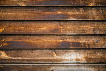 Natural structure of wood surface. Detail fragment of vintage natural wooden texture. Pattern from rural brown wooden wall, fence, floor with copy space. Background of uneven horizontal planked wood.