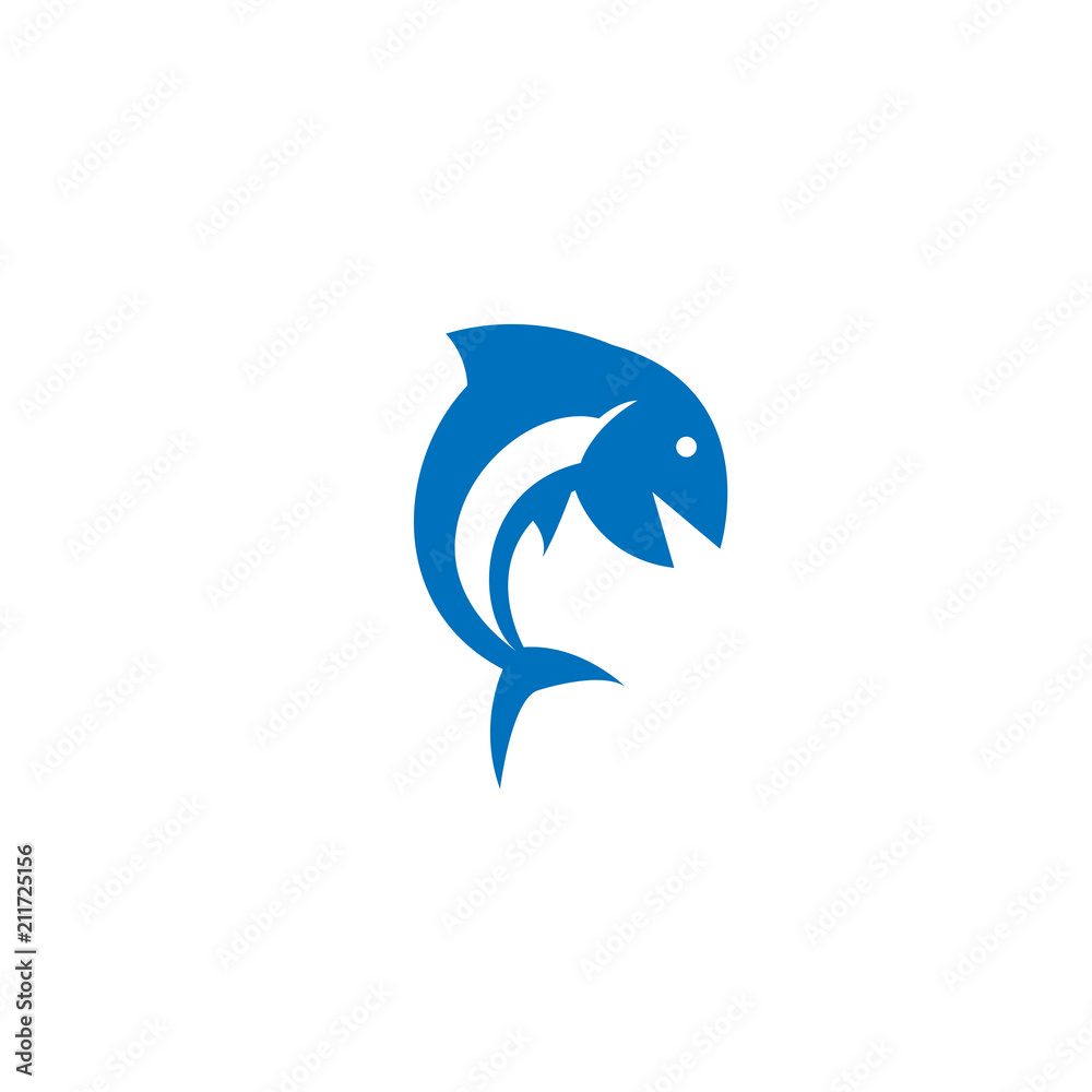 Wall mural blue fish logo template vector