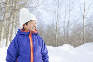 雪景色と子供