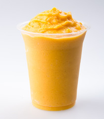 Fototapeta na wymiar mango yogurt, milk shake isolated on white