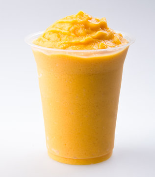 mango yogurt, milk shake isolated on white