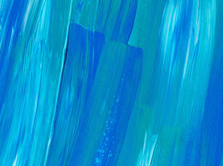 Blue Abstract acrylic painting for use as background, texture, design element. Modern art with brush stroke texture
