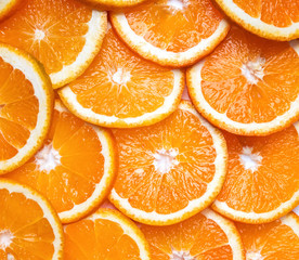 Orange slices top view.