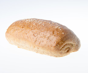 bread, homemade whole wheat bread on a white background