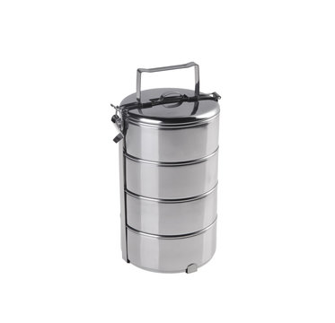 Metal Tiffin, Food Container On White Background