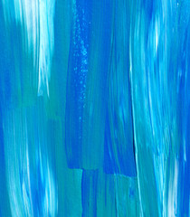 Blue Abstract acrylic painting for use as background, texture, design element. Modern art with...