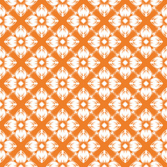 White floral seamless design on orange background