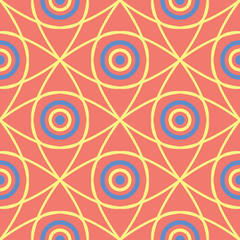 Geometric colored seamless background. Bright elements on orange background