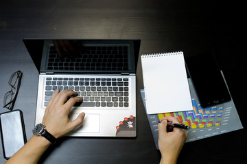 Business man working on a laptop