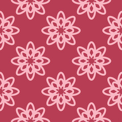 Floral seamless pattern on red background