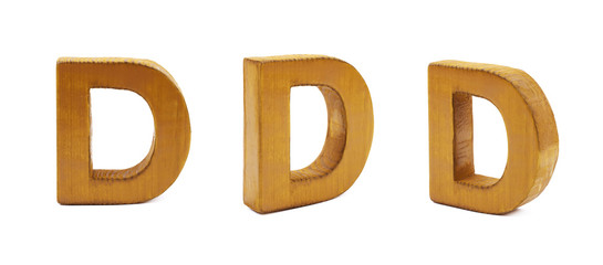 Single sawn wooden letter isolated