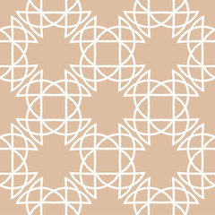 Beige and white geometric print. Seamless pattern