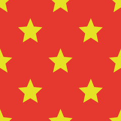 Pattern with stars. Seamless background. Bright orange and yellow. For printing on fabric, paper, wrapper.
